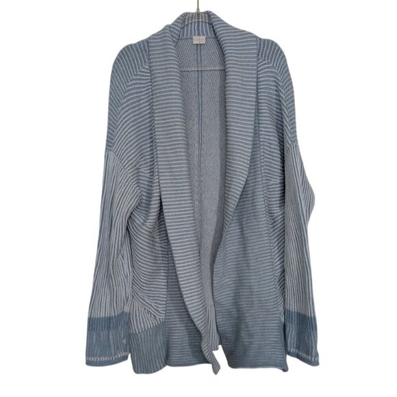 Poetry Ribbed Cardigan Womens Size 16/18 Blue 100% Cotton Open Front Sweater - Picture 1 of 10